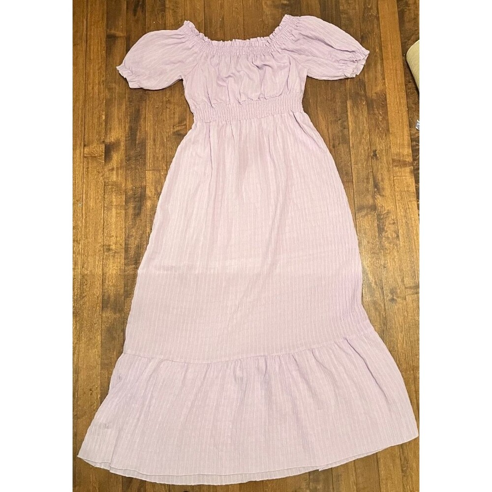NWOT Shein Purple Lilac Long Ruffled Off The Shoulder Dress Size Large